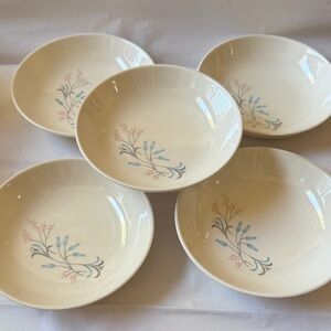 Vintage ca 1960 Harkerware ironstone Set of 5 small bowl 5.75” bowls